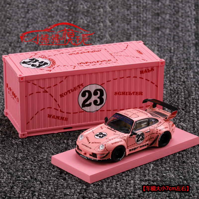 tw现货tarmac works 1:64 911改装装rwb 993粉猪23#宽体汽车模型