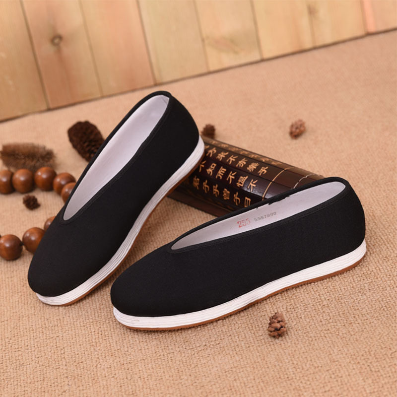 抗战道具圆口老北京手工千层底布鞋麻绳纳底中老年老头鞋男式单鞋