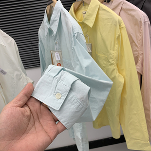 男女纯色衬衣小外套潮 衬衫 缤纷色彩 100%棉日系清新宽松休闲长袖