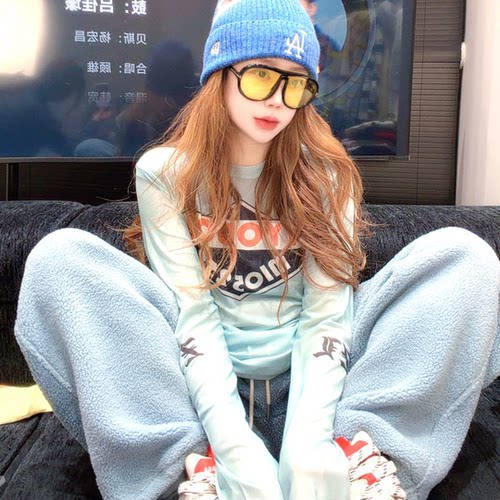 2026超火减龄字母印花粉色网纱长袖t恤春夏薄款防晒罩衫女款上衣