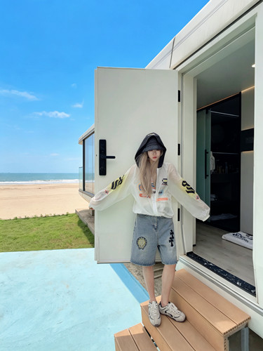 2026美式复古运动风数字印花宽松百搭长袖辣妹街头显瘦防晒上衣女