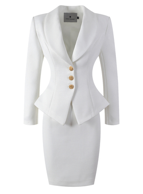 高端职业装气质女神范职场套装修身西装薄款白色小个子收腰工作服