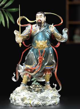 黄铜珐琅彩真武大帝神像