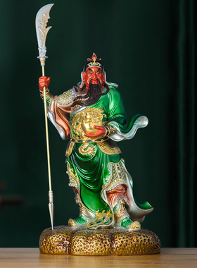 全铜彩绘武财神关公摆件