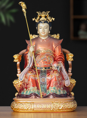 铜贴金彩绘玉皇大帝王母娘娘神像