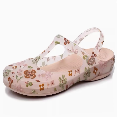 新款可爱洞洞鞋女防滑夏外穿包头厚底沙滩鞋玛丽珍果冻护士凉拖鞋