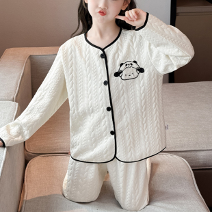 小码 睡衣女小个子145秋冬空气棉简约V领卡通家居服150cm春秋夹棉