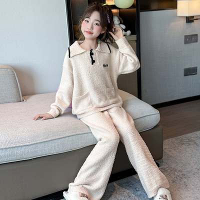 150小个子秋冬半边绒家居服