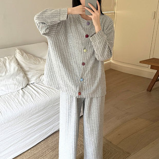 秋冬睡衣女小个子150绵羊绒开衫简约矮个子加绒家居服套装1米五