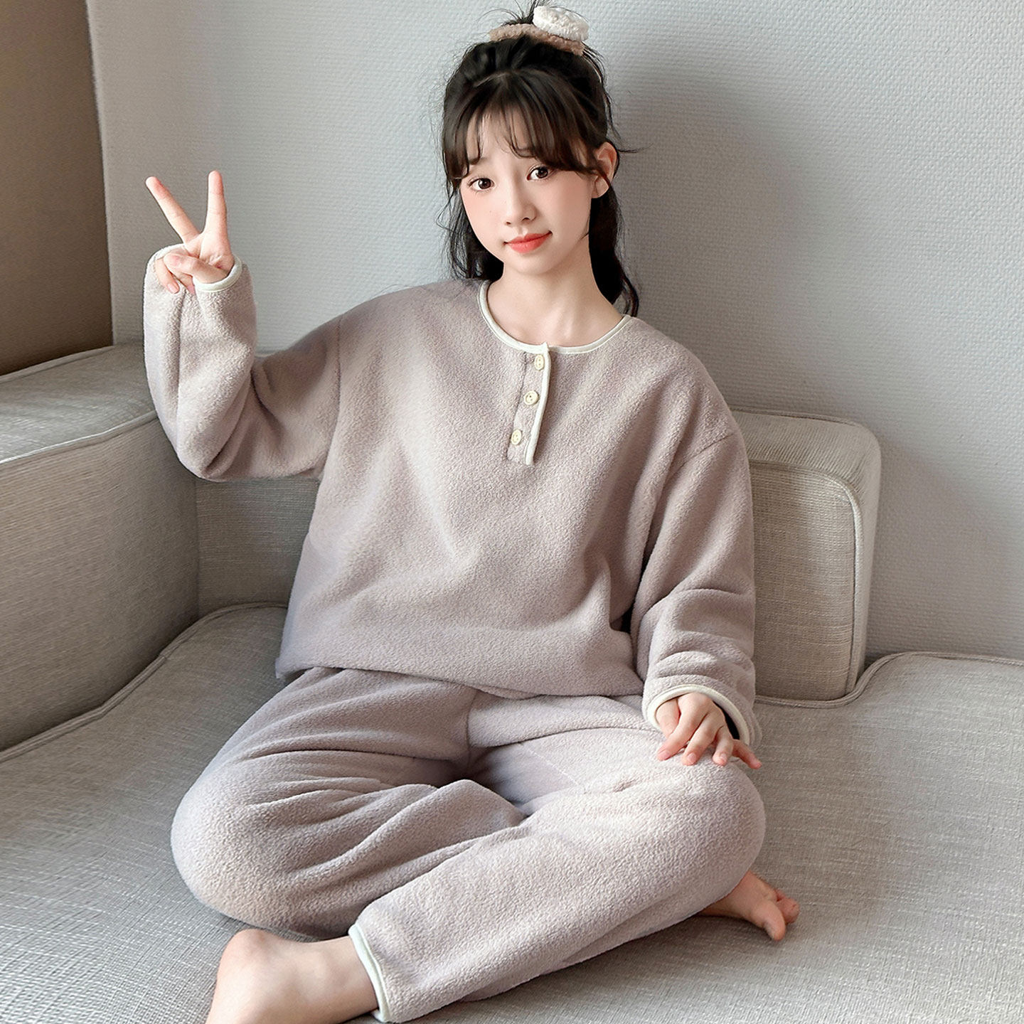 150小个子秋冬珊瑚绒薄款家居服