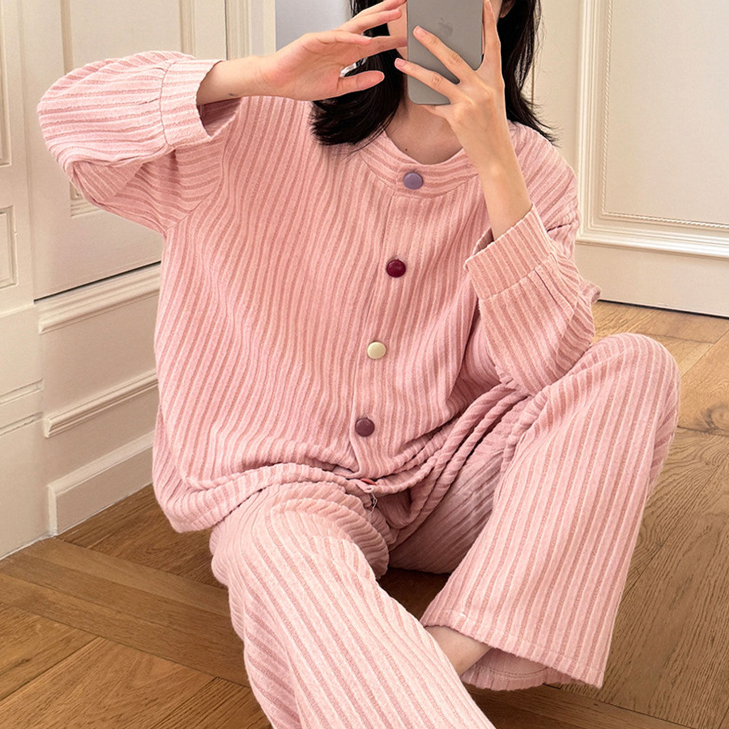 150小个子秋冬绵羊绒开衫家居服