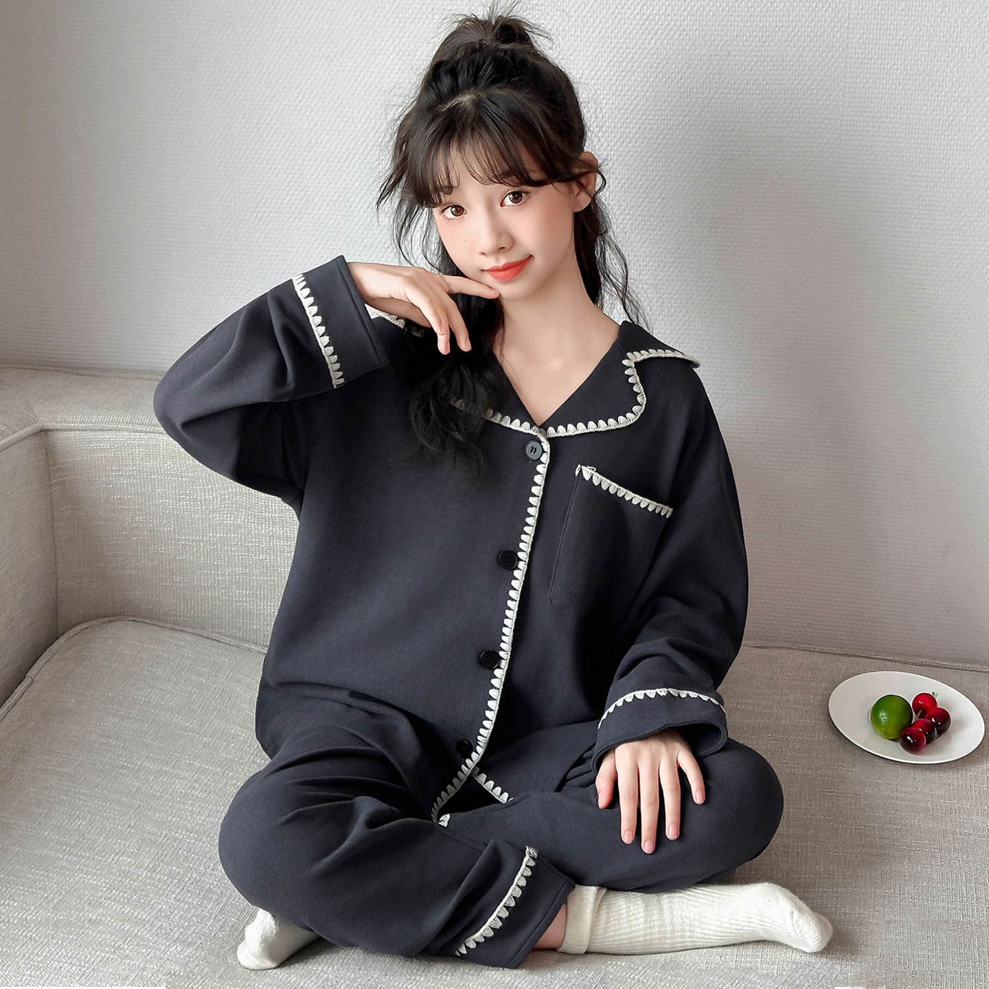 145150小个子秋冬德绒家居服