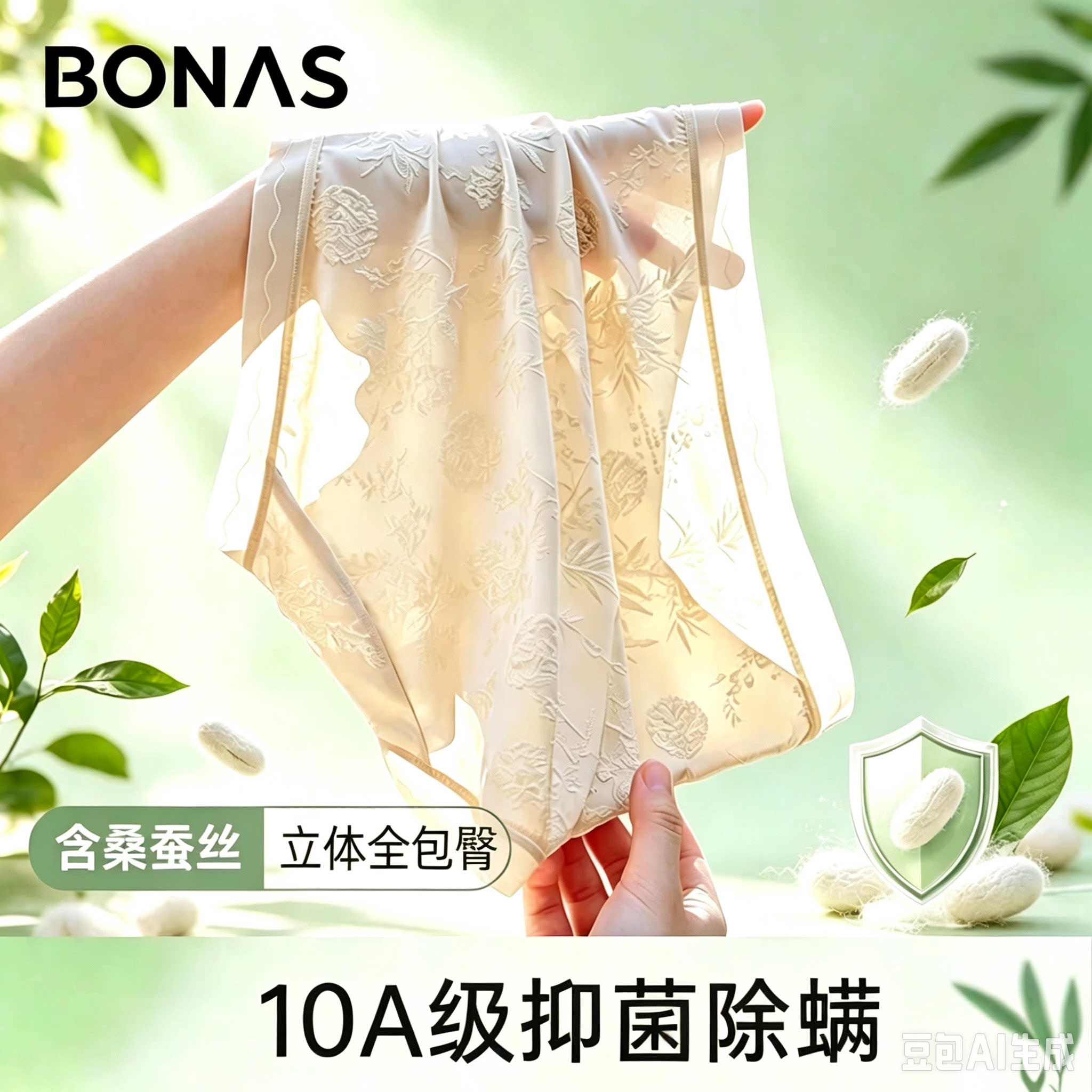 宝娜斯桑蚕丝抗菌无痕中高腰内裤