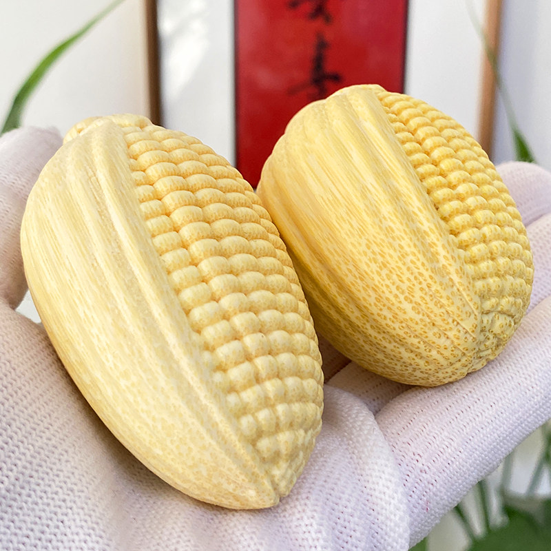 文玩玉米龙血金丝竹手把件金玉满堂雕刻竹雕小玉米摆件挂件厂家