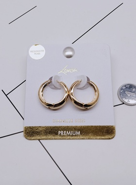 K202夸张质感时尚潮流气质名媛街拍几何中古镀真金创意金属耳环女