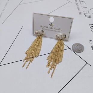 K281夸张质感时尚 女 潮流气质名媛街拍几何流苏宫廷创意金属耳环