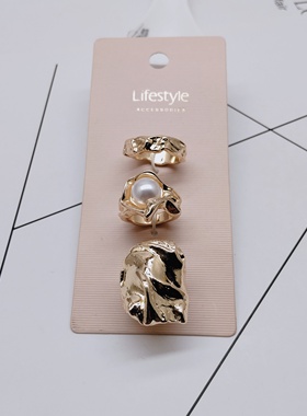 K262夸张质感时尚潮流气质名媛街拍几何多元素创意金属异形戒指女