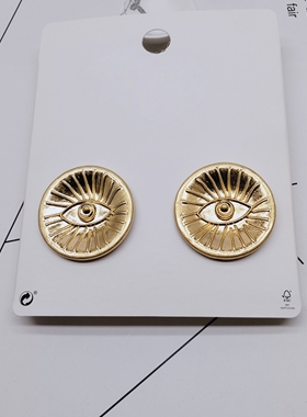 K261夸张质感时尚潮流气质名媛街拍几何中古宫廷创意金属耳钉~女