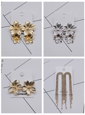 K208夸张质感时尚潮流气质名媛街拍几何中古宫廷创意金属耳钉-女