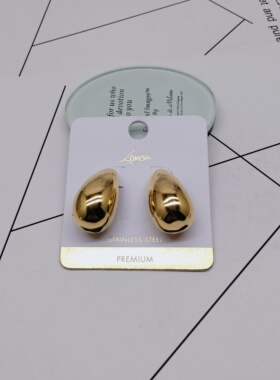 K274夸张质感时尚潮流气质名媛街拍几何宫廷镀真金创意黄铜耳钉女