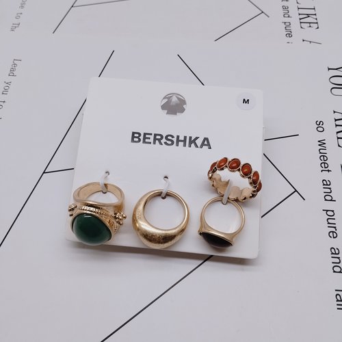 K228夸张质感时尚潮流气质名媛街拍几何中古宫廷创意金属戒指套装