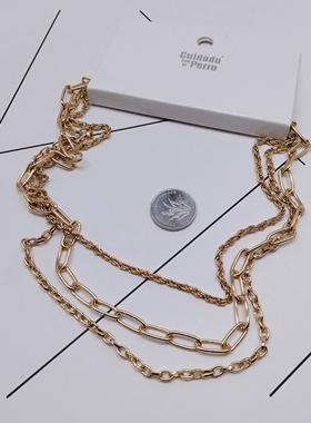 K209夸张质感时尚潮流气质名媛街拍几何多层宫廷创意金属项链-女