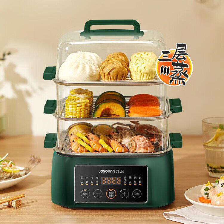 九阳电蒸锅多功能家用预约三层新款大容量蒸箱蒸煮炖一体锅蒸汽锅