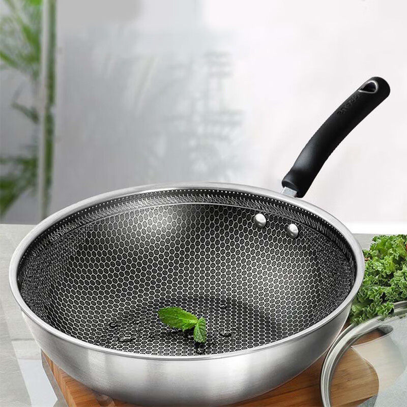 苏泊尔炒锅 可视化锅盖304不锈钢蜂窝复合钢复底不粘锅VC30JAC01