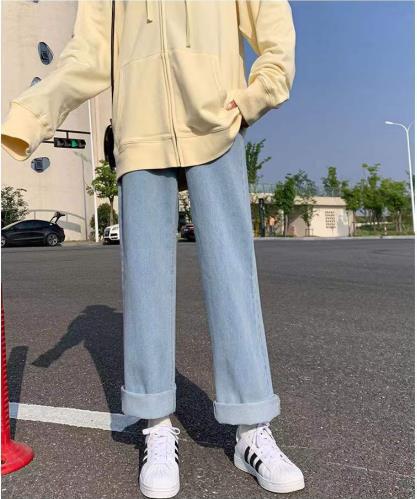 High waist jeans women's summer straight tube loose and thin spring clothes 2022 new vertical feeling floor dragging wide leg pants