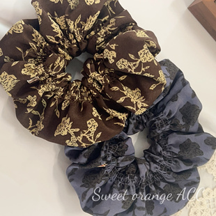 韩国东大门法式复古碎花大肠发圈高级感气质头绳发饰韩国进口面料