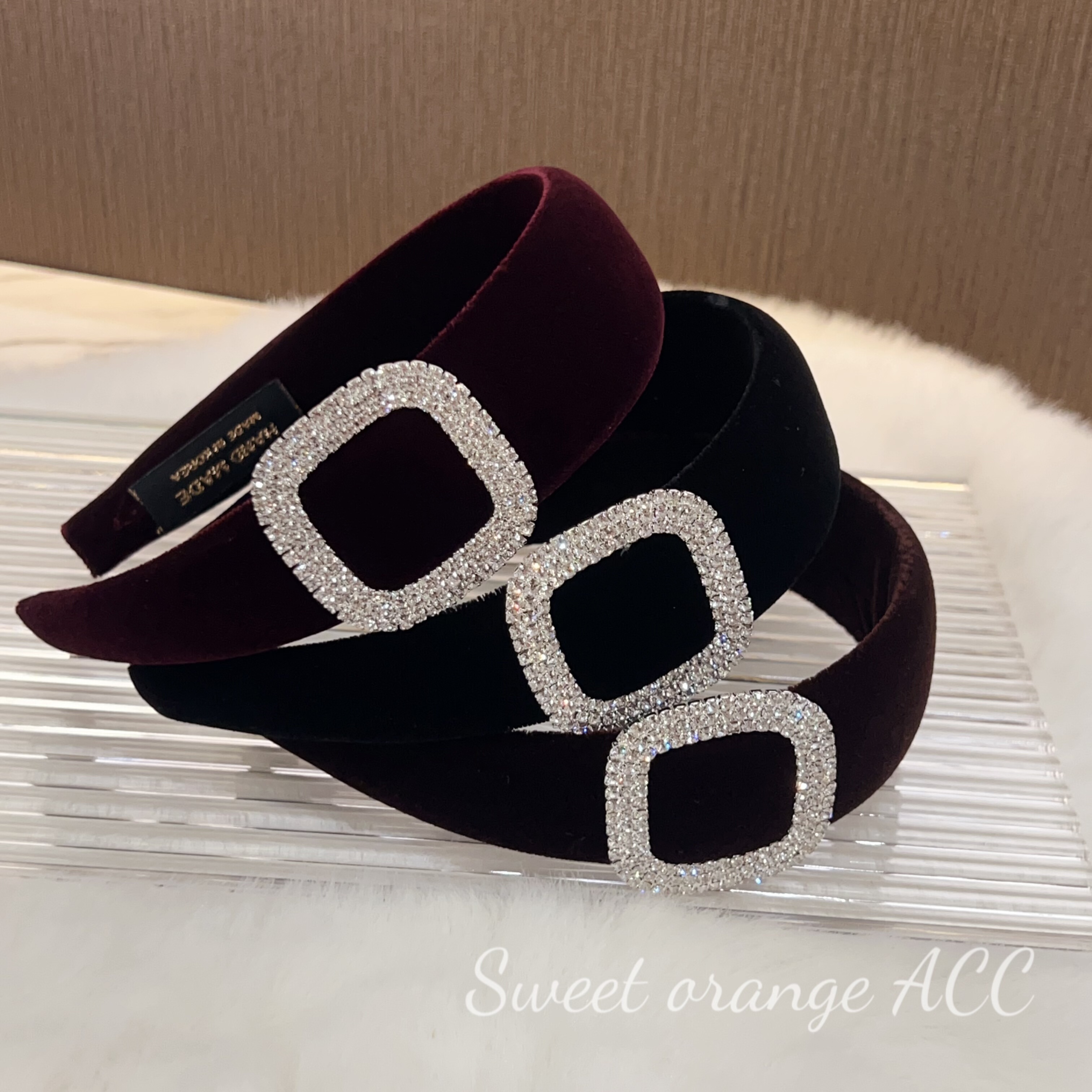 韩系精致丝绒重工钻扣加宽发箍方形钻扣丝绒头箍高级感气质发饰,饰品/流行首饰/时尚饰品新,发饰,淘宝优惠券,粉丝福利购,淘宝优惠卷