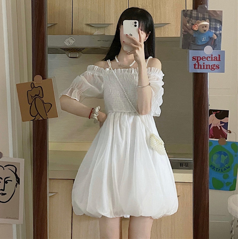 Real auction real price new summer little fresh sweet first love little dress women's waist age reduction skirt