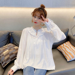 Real price spring and Autumn New Korean design doll collar long sleeve shirt women's loose sweet versatile top