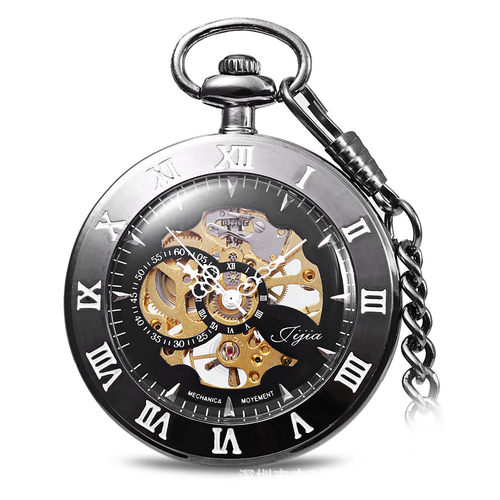 吉家JIJIA镂空无盖机械怀表