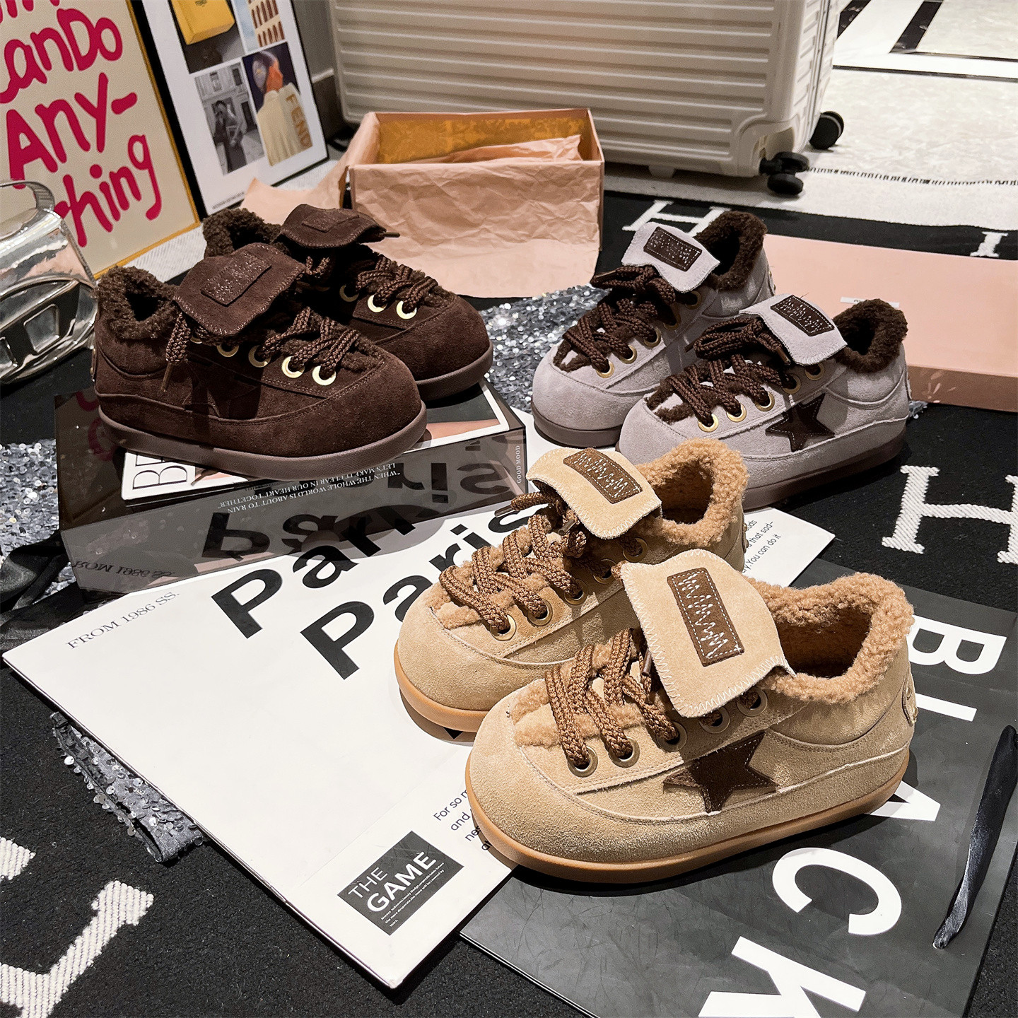 真皮大头休闲鞋小个子星星女鞋