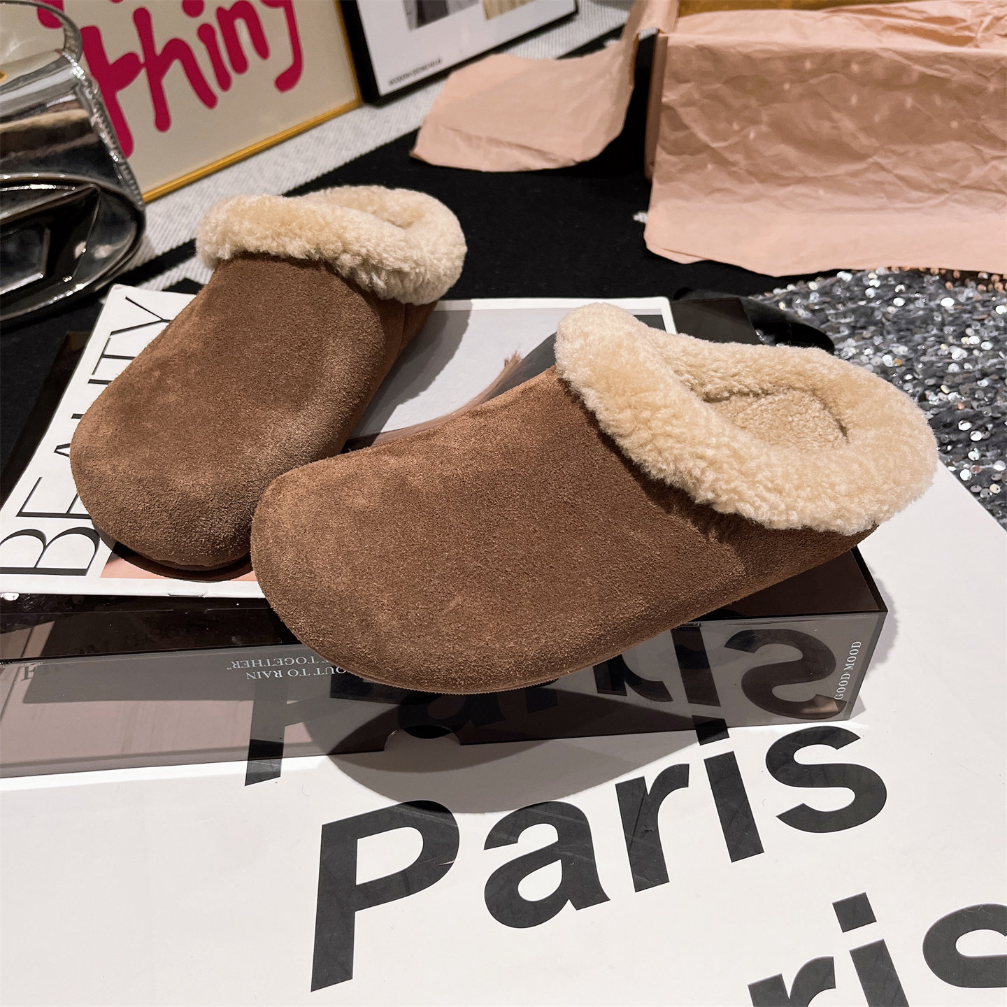 一脚蹬大头勃肯鞋平底复古女鞋托