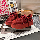 2025新款 超高跟女鞋 真皮厚底松糕小个子6cm增高休闲鞋 大头面包鞋