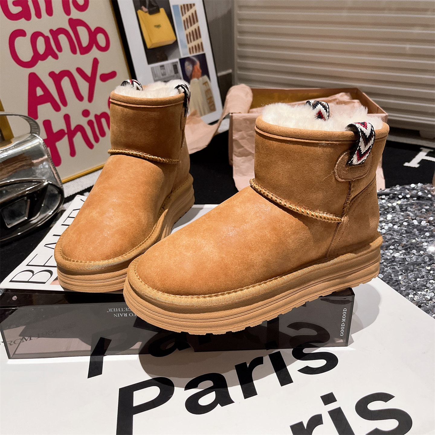 新款加绒加厚保暖棉鞋东北棉靴