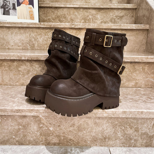 短靴小个子8cm辣妹美拉德女鞋