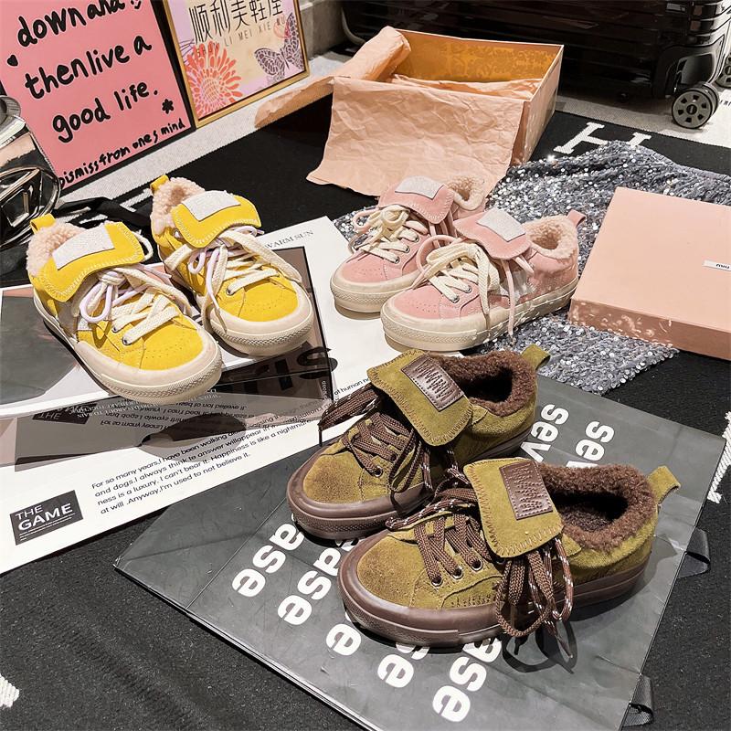 毛毛鞋翻盖低帮饼干鞋爆款女鞋
