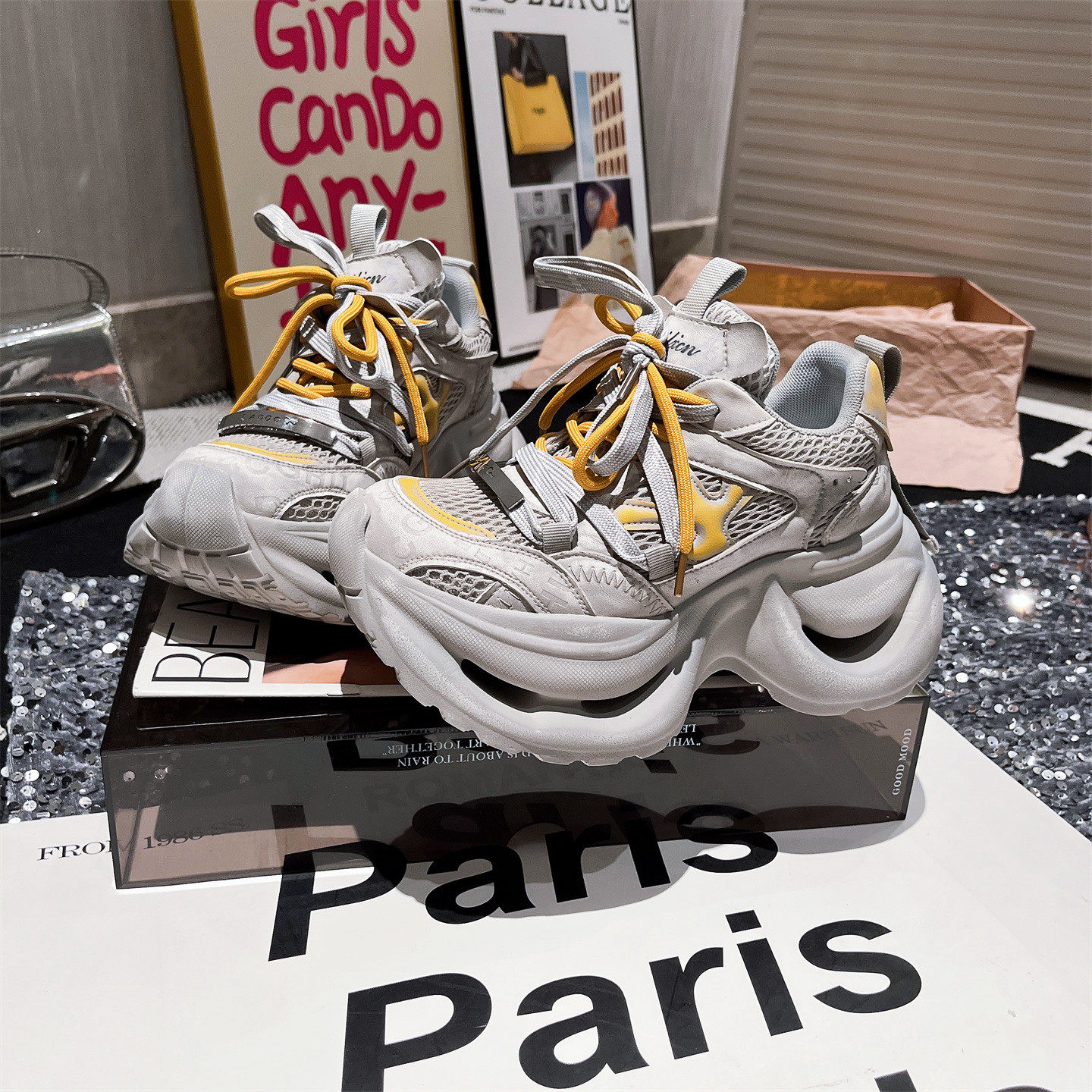 真皮版~欧货擦色做旧金属牌系带厚底松糕小个子老爹鞋运动鞋女鞋,女鞋,老爹鞋,淘宝优惠券,粉丝福利购,淘宝优惠卷