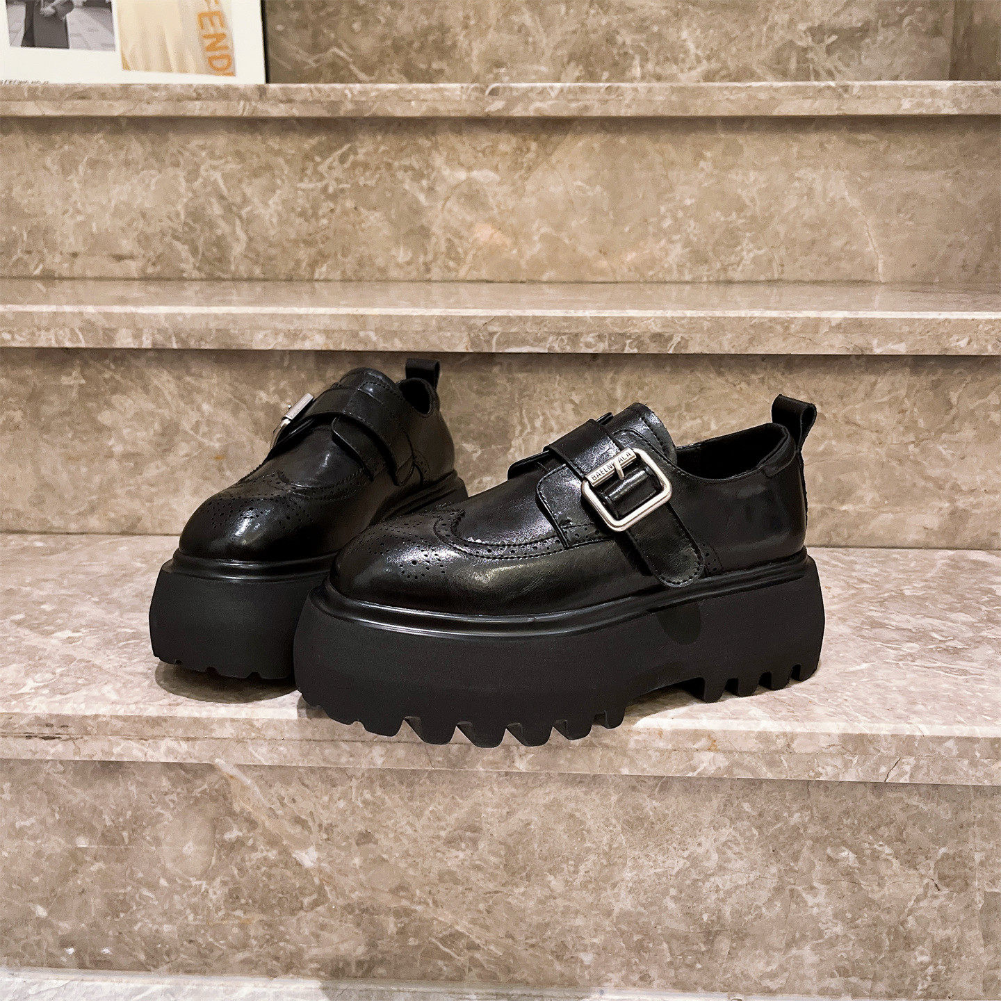 真皮版~英伦风厚底搭扣乐福鞋女鞋复古小皮鞋布洛克百搭增高单鞋,女鞋,乐福鞋（豆豆鞋）,淘宝优惠券,粉丝福利购,淘宝优惠卷