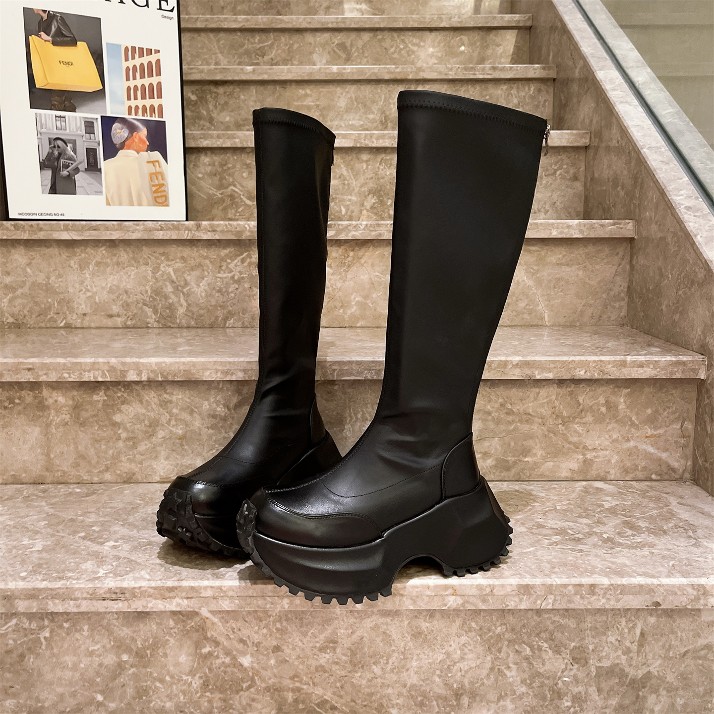 机车靴长筒靴瘦瘦靴小个子女鞋