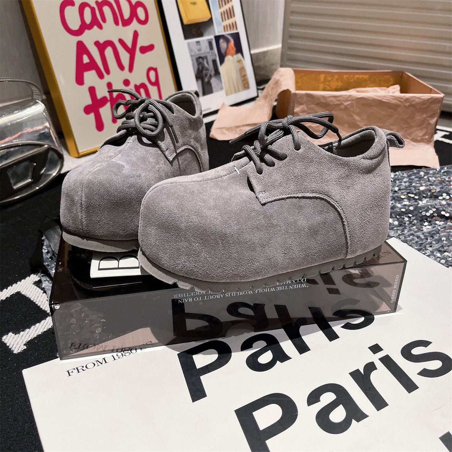 真皮版~欧货卡皮巴拉大头面包鞋系带勃肯鞋内增高小个子单鞋女鞋,女鞋,勃肯鞋/软木鞋,淘宝优惠券,粉丝福利购,淘宝优惠卷