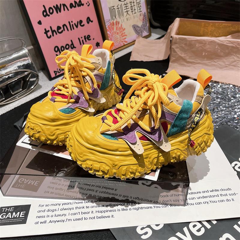 绑带黄色溶解鞋贝壳头休闲小白鞋