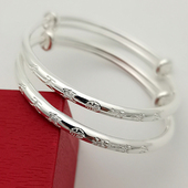 聪明伶俐婴儿纯银手镯9999小孩满月百日礼物岁岁平安宝宝银手镯