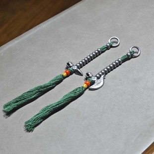 西藏老天铁金刚杵钺刀佛珠小旁挂侧挂藏传小元素南红配珠个性diy