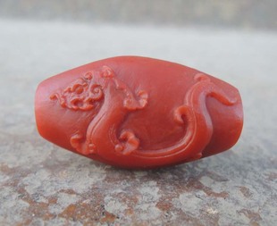 精品保山南红勒子桶珠锁骨链古龙手工雕刻文玩配饰顶珠背云锦红色