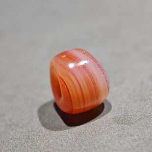 13.4MM天然粉糯满朱砂唐球玛瑙斜切猪大肠马蹄珠子散珠文玩配饰