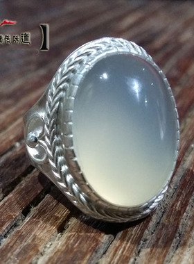 手工掐丝纯银猫眼玉髓男女款戒指